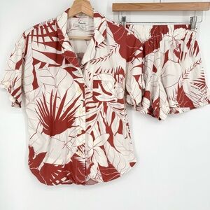Madewell Floral‎ Pajama Set Short Sleeve Top Shorts  XS/XXS